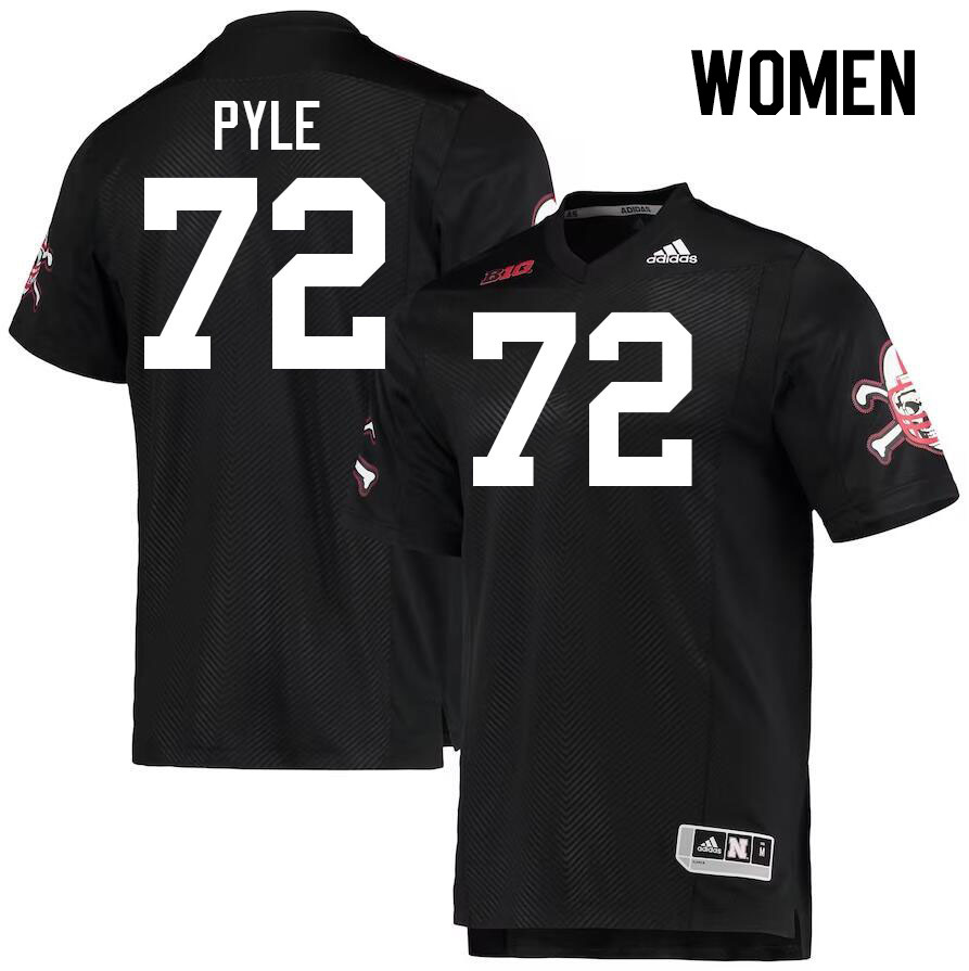 Women #72 Gibson Pyle Nebraska Cornhuskers College Football Jerseys Stitched Sale-Black